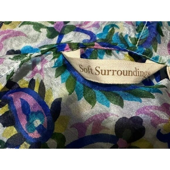 Soft Surroundings Duster 100% Silk Paisley Striped Ruana Kimono S/M Resort - Picture 6 of 8